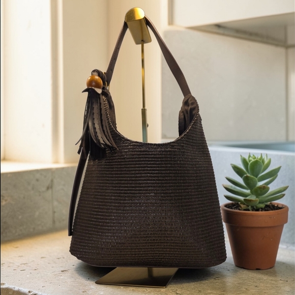 Steve Madden Handbags - Chocolate Raffia Bkenji Hobo Bag by Steve Madden